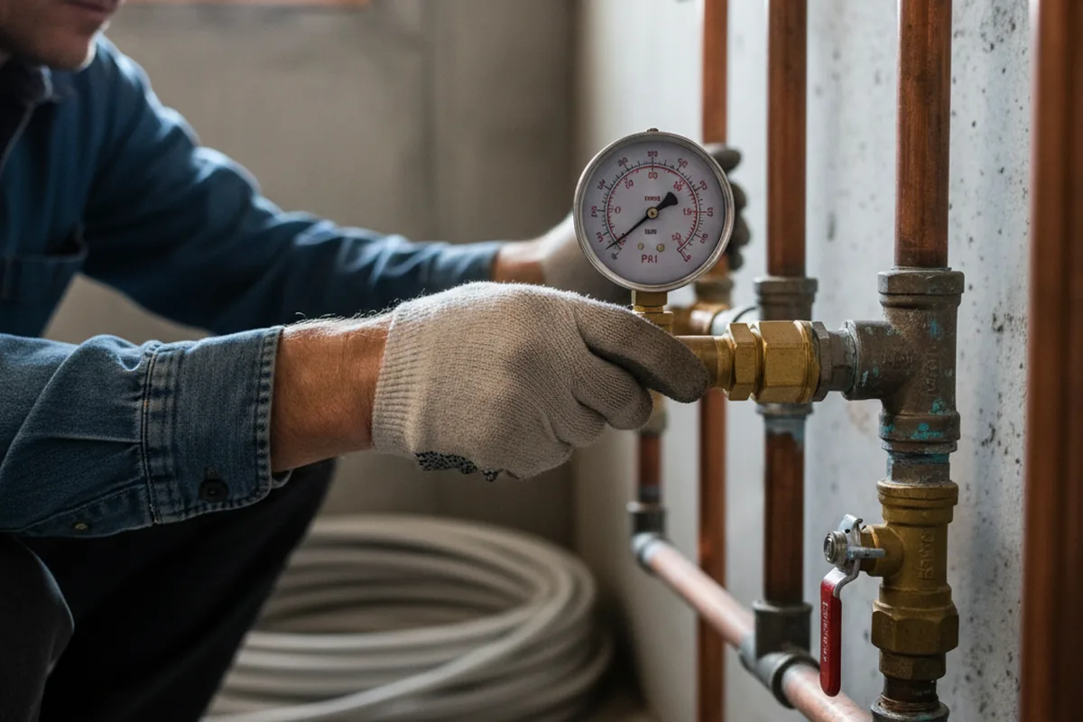 Pressure testing a repaired line during Water Line Repair in Lawson
